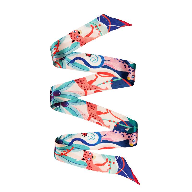 Animal Printed Skinny Silk Scarf-3 Animal Printed Skinny Silk Scarf-3