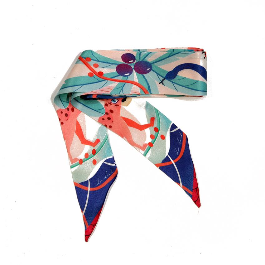 Animal Printed Skinny Silk Scarf-2 Animal Printed Skinny Silk Scarf-2