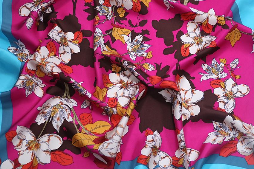 Foral Silk Twill Scarf-4