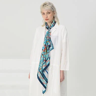 Fish Silk Scarf with Hand Rolled