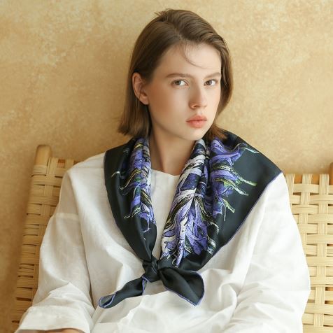 Black Silk Twill Kerchief Scarves