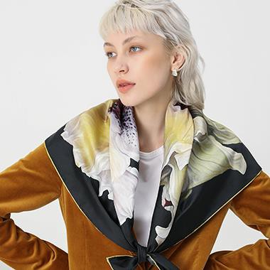 Double Sided Print Silk Twill Scarf