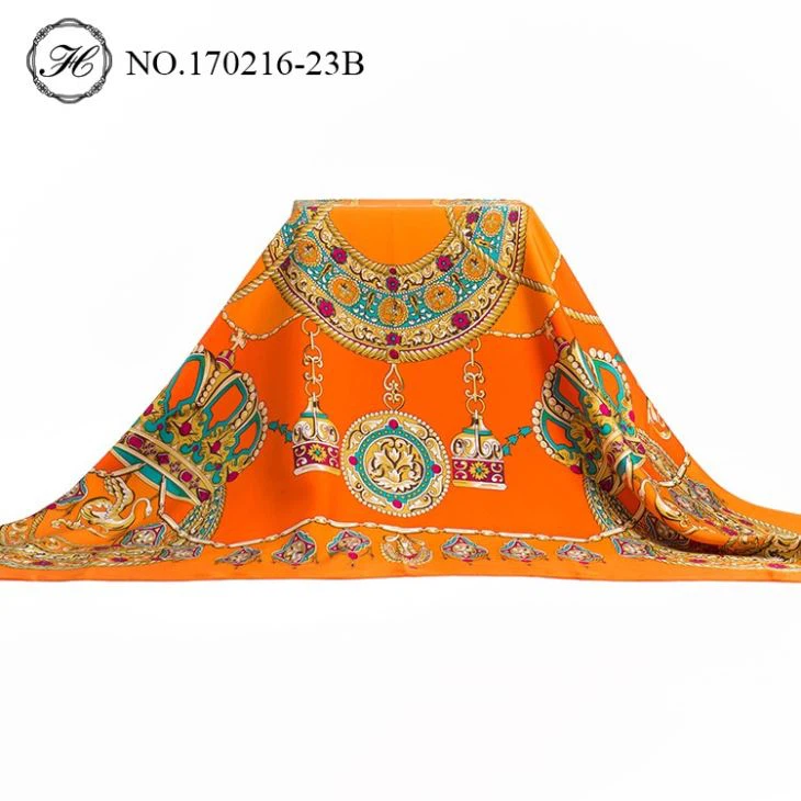 Printed Women Stain Silk Square Scarf 140cm
